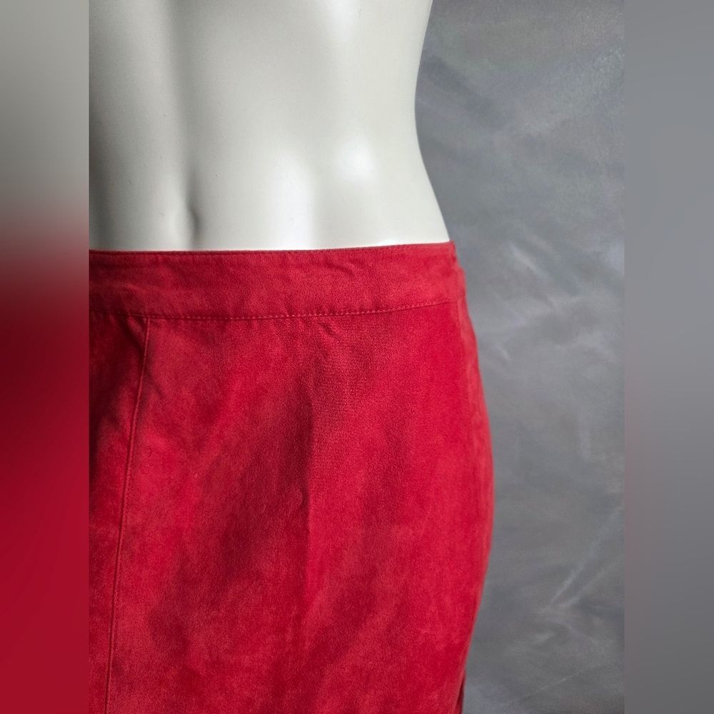 Red Faux Suede Long Fringe Maxi skirt H&M x Coachella Collection Sz 12 - Picture 3 of 12